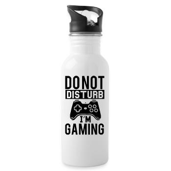 " Do Not Disturb I'm Gaming " - Water bottle with straw - white - Right