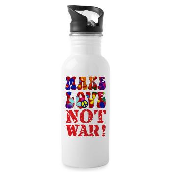 PEACE Message - MAKE LOVE NOT WAR 3 - Water bottle with straw - white - Right