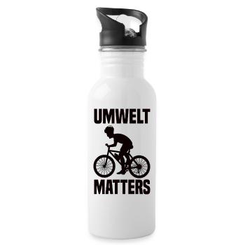 Umwelt Matters Klimawandel - Trinkflasche mit integriertem Trinkhalm - Weiß - Rechts