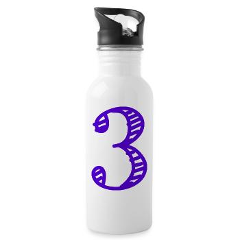 3 YEARS. 3RD ANNIVERSARY. BIRTHDAY 3 YEARS. THREE - Water bottle with straw - white - Right