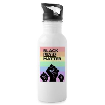 Black Lives Matter Rainbow - Trinkflasche mit integriertem Trinkhalm - Weiß - Rechts
