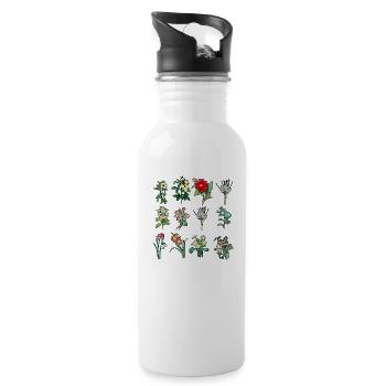 Wildblumen, Blumen Pflanzen Botanik, Damen - Trinkflasche mit integriertem Trinkhalm - Weiß - Rechts