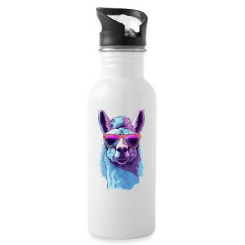 Llama with sunglasses Llama trekking - Water bottle with straw - white - Right