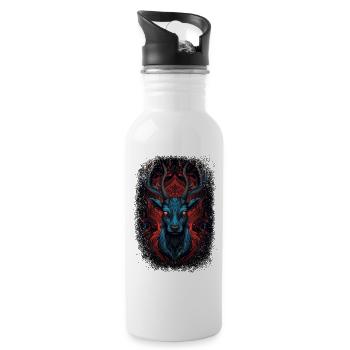 chimney xmas deer santa funny sayings happy pet - Trinkflasche mit integriertem Trinkhalm - Weiß - Rechts