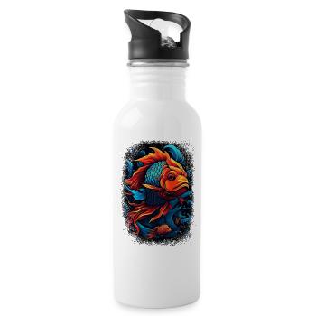 frequent readers comics statement animal - Trinkflasche mit integriertem Trinkhalm - Weiß - Rechts
