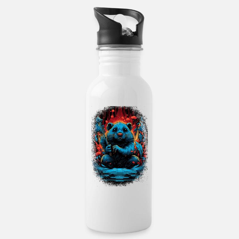 jokes bobr beavers bever beaver dam canadian - Trinkflasche mit integriertem Trinkhalm - Weiß