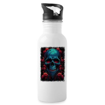Bday Fuck Off Skeleton Hand Tshirts Funny - Water bottle with straw - white - Right