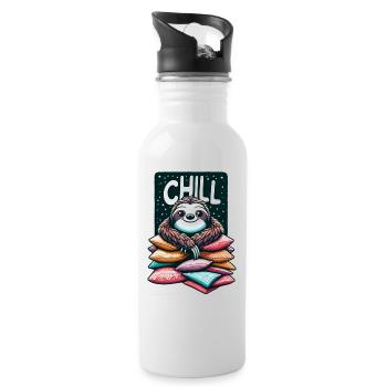 Chill Sloth - Water bottle with straw - white - Right