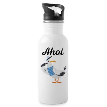Ahoi - Trinkflasche mit integriertem Trinkhalm - Weiß - Rechts