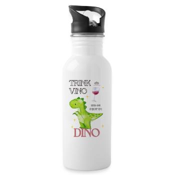 Dino Vino Dinosaur Wine Saying - Water bottle with straw - white - Right