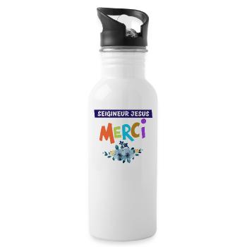 CHRISTIAN ITEMS - Water bottle with straw - white - Right