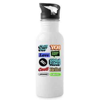 Comic graffiti speech bubbles - Water bottle with straw - white - Right