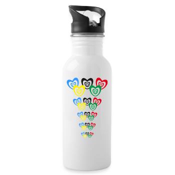Wilde Sportspiele mit bunten Herzen. - Trinkflasche mit integriertem Trinkhalm - Weiß - Rechts
