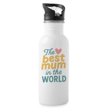 Die beste Mutter der Welt - Trinkflasche mit integriertem Trinkhalm - Weiß - Rechts