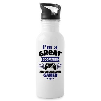 Genius Godfather and Super Gamer Geek Gaming - Water bottle with straw - white - Right