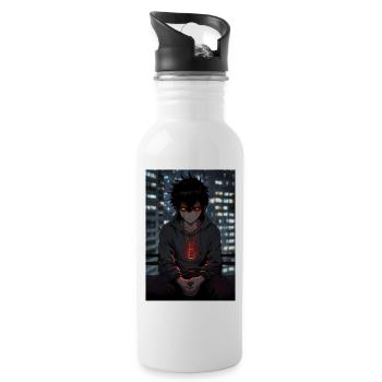 Dunkler Neon-Puls Hoodie - Trinkflasche mit integriertem Trinkhalm - Weiß - Rechts