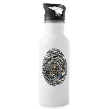 Metal Swirl Spiral Pattern - Water bottle with straw - white - Right