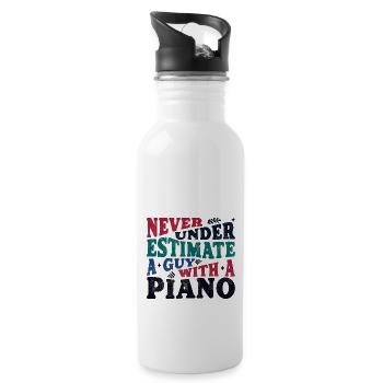 Never underestimate a Guy with a Piano - Water bottle with straw - white - Right