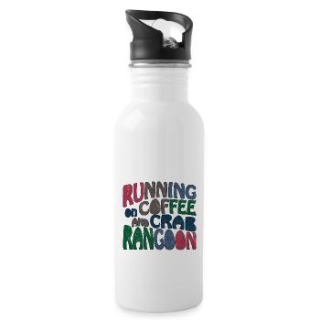 Running on coffee and crab rangoon - Trinkflasche mit integriertem Trinkhalm - Weiß - Rechts