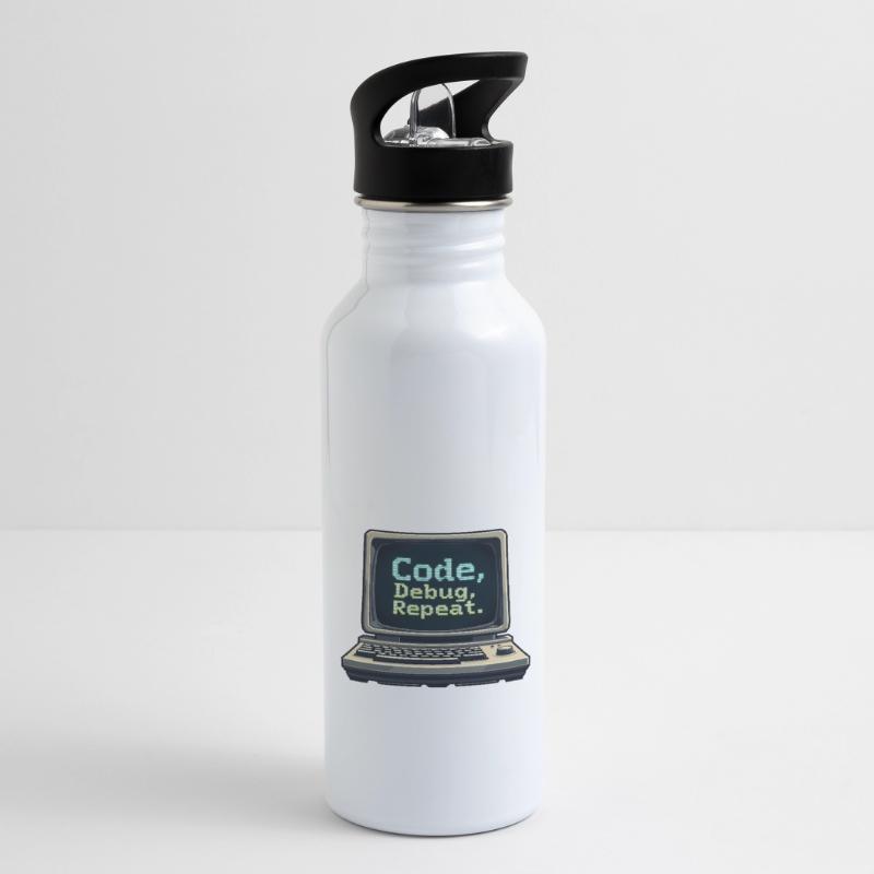 Code Debug Repeat - Software Engineer Water bottle with straw