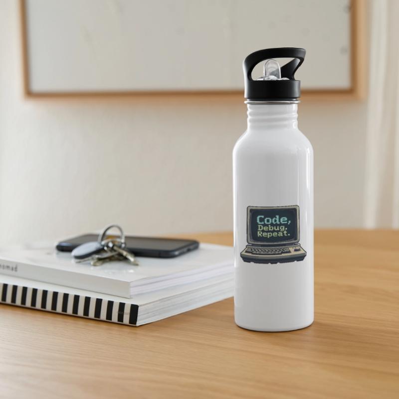 Code Debug Repeat - Software Engineer Water bottle with straw