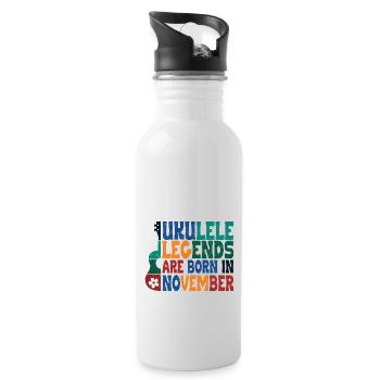 ukulele legends are born in November - Trinkflasche mit integriertem Trinkhalm - Weiß - Rechts