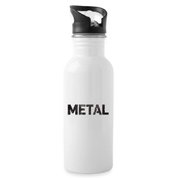Rostiges Metallbuchstaben-Design - Trinkflasche mit integriertem Trinkhalm - Weiß - Rechts