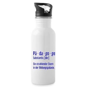Pädagoge Pädagogen Schule Lehrer Unterricht - Trinkflasche mit integriertem Trinkhalm - Weiß - Rechts