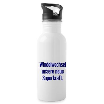 Diaper change – our new superpower - Water bottle with straw - white - Right