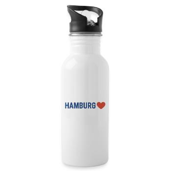 Hamburg Herz - Trinkflasche mit integriertem Trinkhalm - Weiß - Rechts