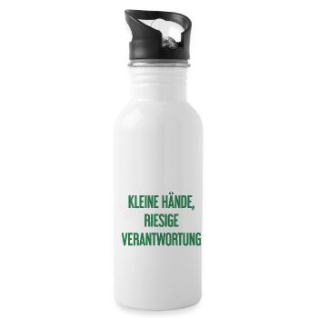 Small Hands, Huge Responsibility Parent Saying - Water bottle with straw - white - Right