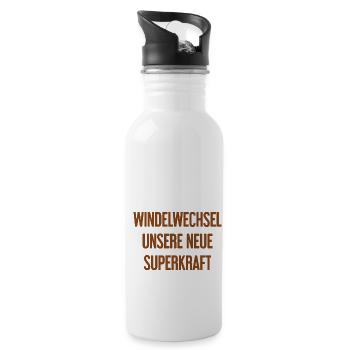 Diaper change – our new superpower - Water bottle with straw - white - Right