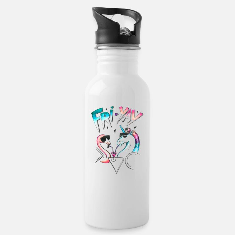 FRI-YAY - Trinkflasche mit integriertem Trinkhalm - Weiß