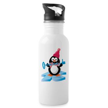 Pingouin en train de sonner avec détecteur de métaux dans l’Arctique - Gourde avec paille intégrée - blanc - Droite