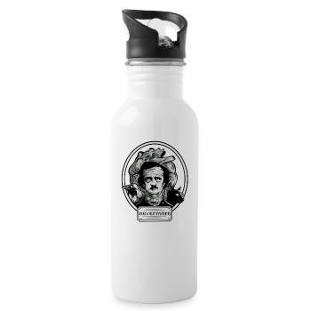 Edgar Allan Poe - Nevermore Shirt - Water bottle with straw - white - Right