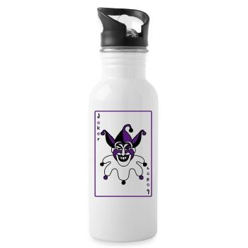Joker Karte Poker Halloween dreifarbig Clown - Trinkflasche mit integriertem Trinkhalm - Weiß - Rechts