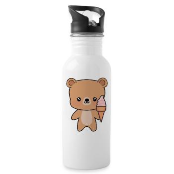 Mignon Teddy avec de la glace - Gourde avec paille intégrée - blanc - Droite
