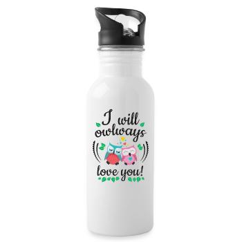 i will owlways love you owls - Water bottle with straw - white - Right