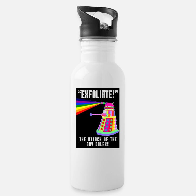 Dr. wer - Trinkflasche mit integriertem Trinkhalm - Weiß