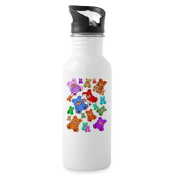 Teddybären / Teddys - Trinkflasche mit integriertem Trinkhalm - Weiß - Rechts