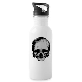 Totenkopf / Skull / Schädel - Trinkflasche mit integriertem Trinkhalm - Weiß - Rechts