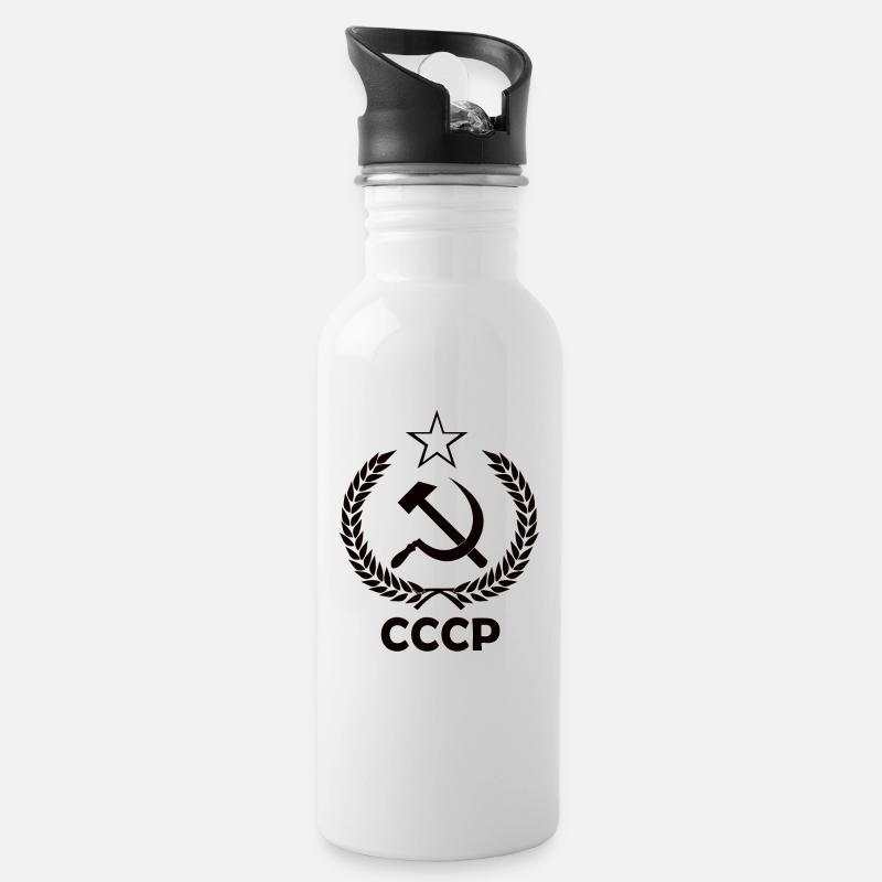 Wappen der СССР UDSSR - Trinkflasche mit integriertem Trinkhalm - Weiß