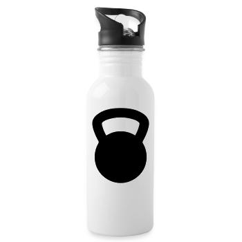 Kettlebell - Trinkflasche mit integriertem Trinkhalm - Weiß - Rechts