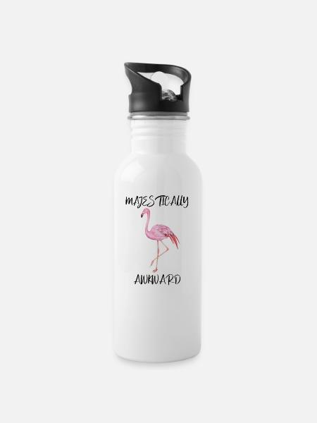 Majestätisch unbeholfen - Trinkflasche mit integriertem Trinkhalm - Weiß