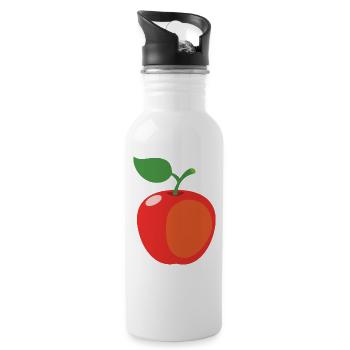 Apfel - Trinkflasche mit integriertem Trinkhalm - Weiß - Rechts