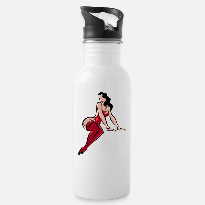 Lady - Trinkflasche mit integriertem Trinkhalm - Weiß