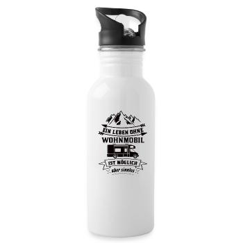Camping Wohnmobil Hobby Geschenk - Trinkflasche mit integriertem Trinkhalm - Weiß - Rechts