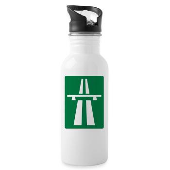 Autobahn - Trinkflasche mit integriertem Trinkhalm - Weiß - Rechts