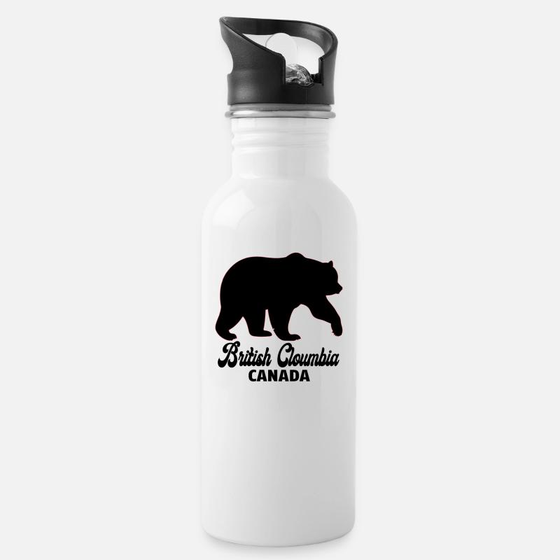 British Cloumbia Canada - Water bottle with straw - white