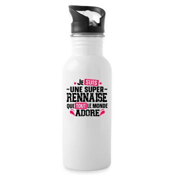Rennaise Rennes Femme Bretonne Cadeau Humour Ville - Gourde avec paille intégrée - blanc - Droite